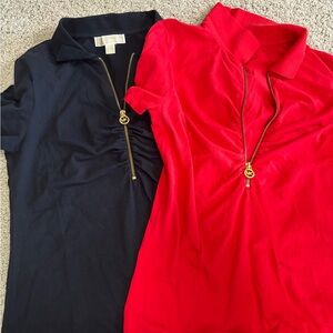 Michael Kors Black and Red T-shirt with Gold Zipper